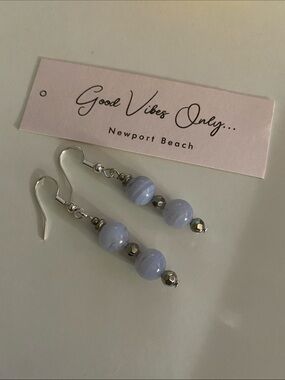 GOOD VIBES 😎 ONLY Blue Lace Agate Drop Earrings -